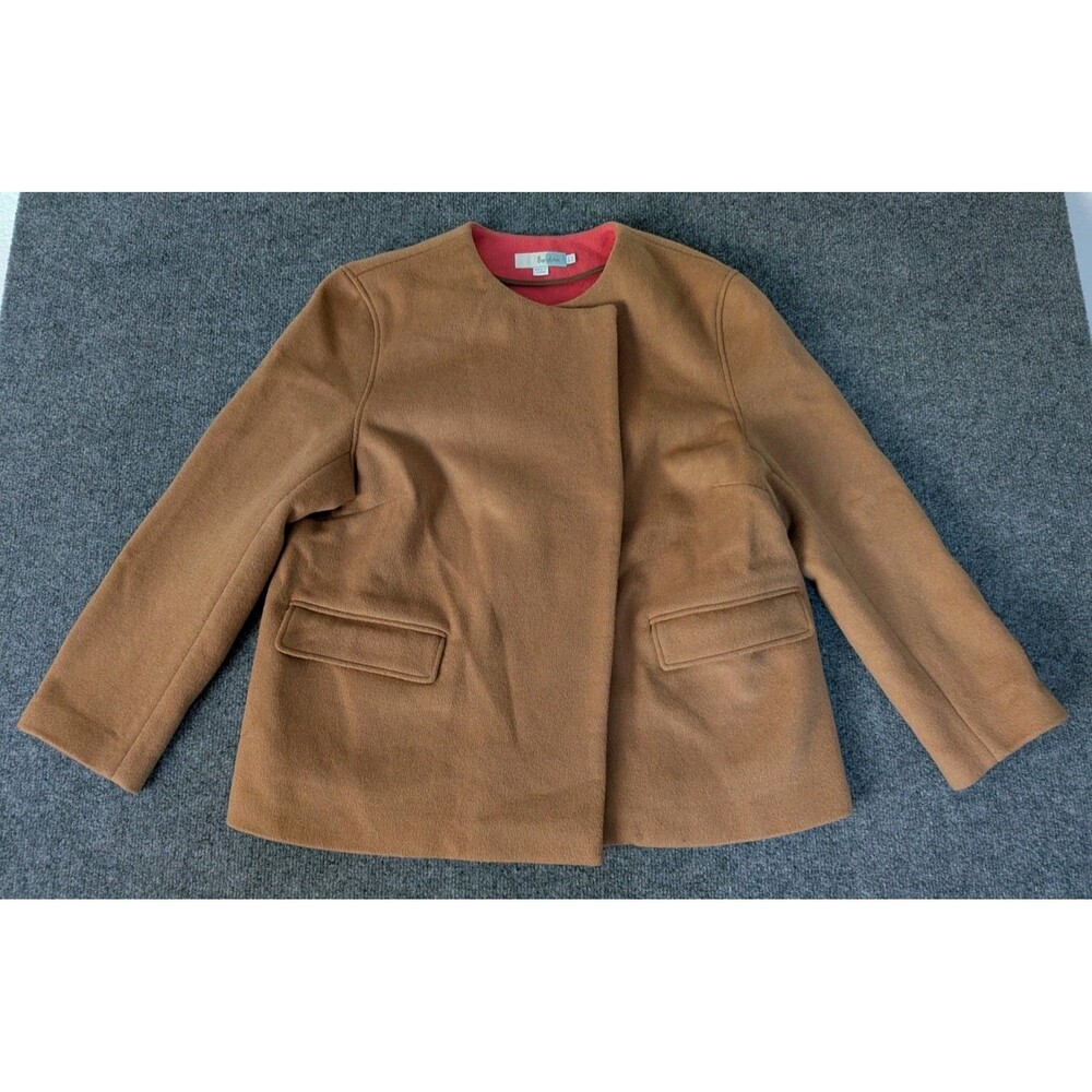 Boden Ella Jacket Wool WE499 Tan Women's Sz 12 Snaps